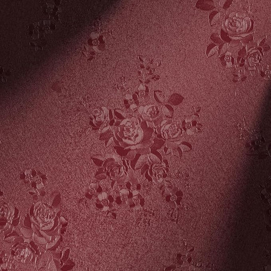 Erfoni 197"x17.7" Vintage Dark Red Wallpaper Thicken Floral Embossed Contact