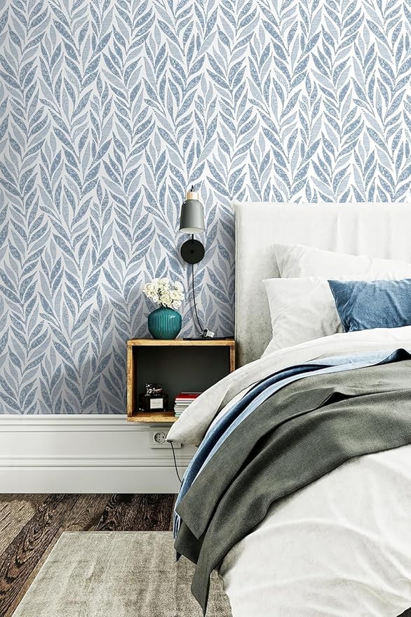 Safiyya 787"x17.3" Blue Peel and Stick Wallpaper Boho Contact Paper Modern