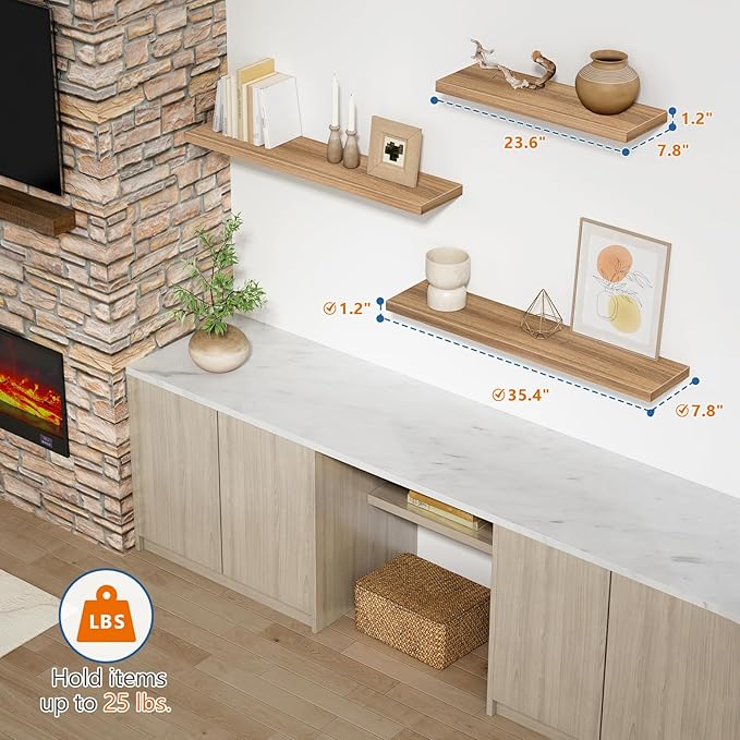 Harwaya Light Wood Floating Shelves