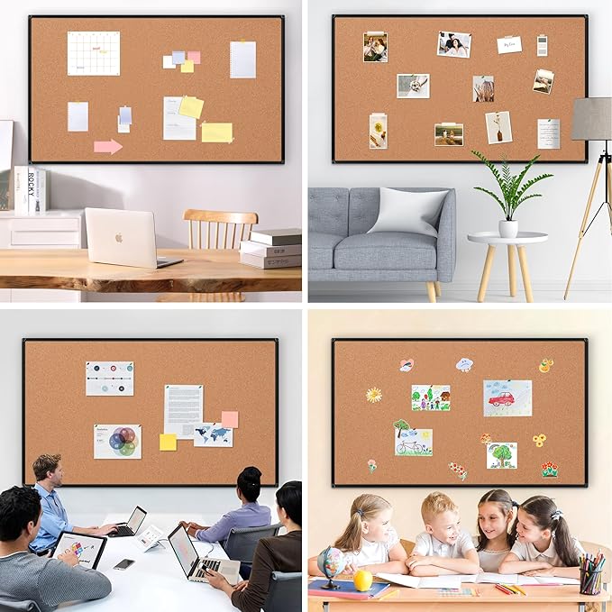 Extra Large Cork Bulletin Board 72" X 48", Wall Mounted Notice Pin Board