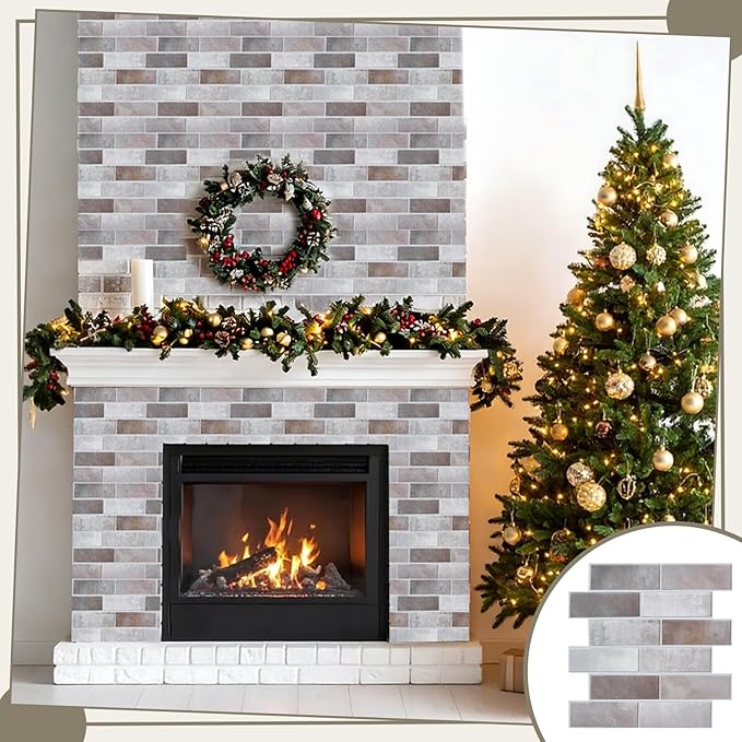 12PCS 3D Wall Panels Peel and Stick Foam Faux Brick Wall Panels, Self-Adhesive
