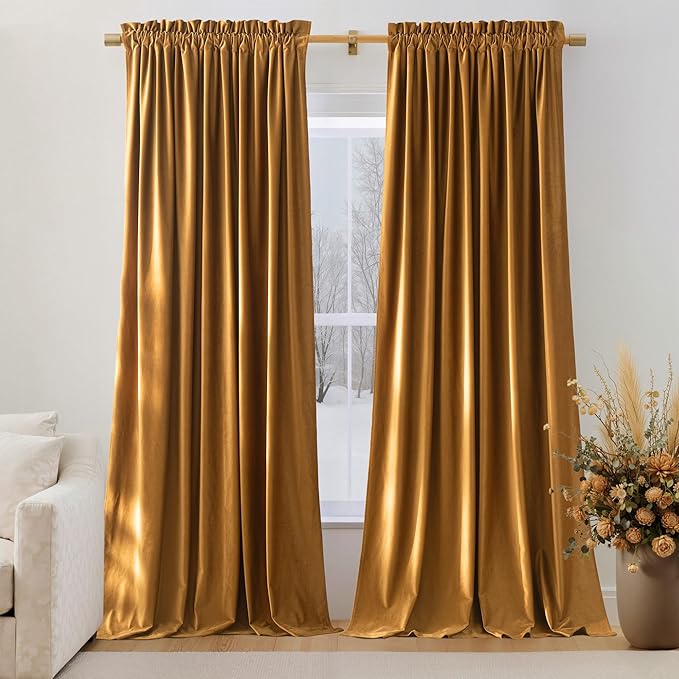 NICETOWN 96 inch Warm Velvet Blackout Curtains
