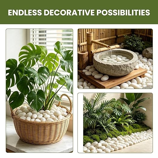 12 lbs White Rocks for Landscaping, 1-2 Inch Pebbles for Plants, Natural River Stones for Backyard, Flower Beds, Fish Tank, Vases, and Patio Decor