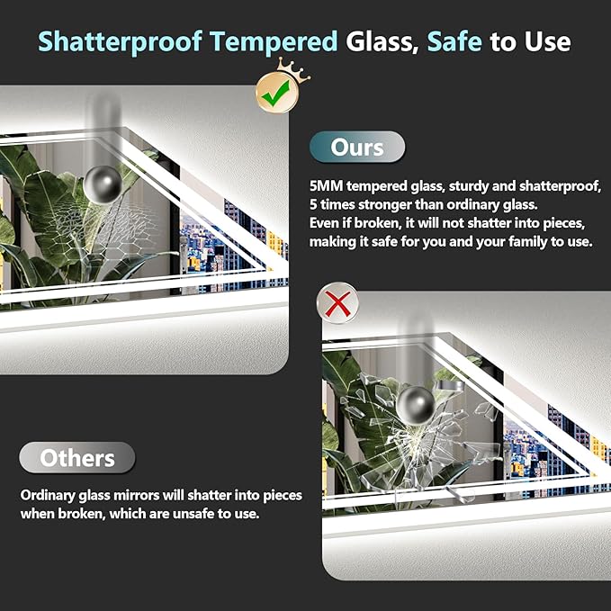 60x28 LED Bathroom Mirror with Lights, Backlit and Front Lit Anti-Fog Lighted