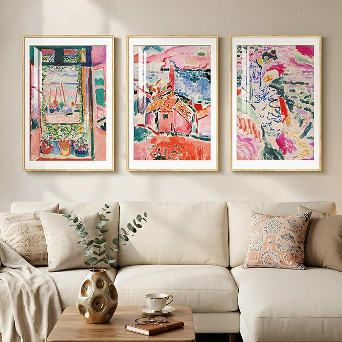 Large Framed Matisse Wall Art for Living Room, Vintage Retro Aesthetic Wall