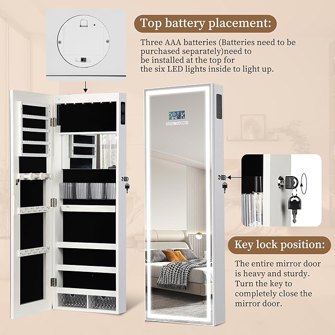 LED Mirror Jewelry Cabinet