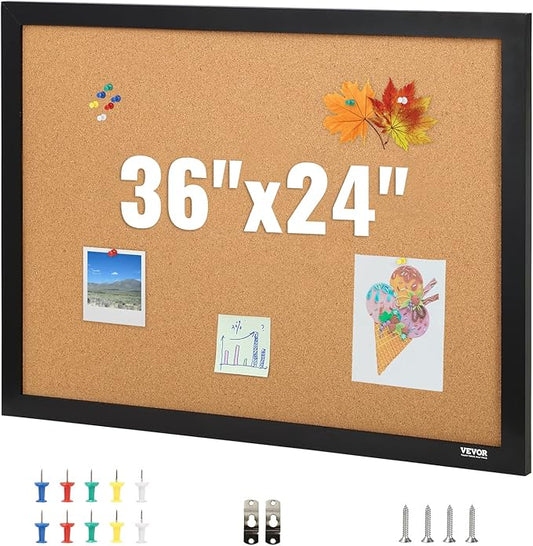 VEVOR 24 x 36 Cork Board, Large Bulletin Board