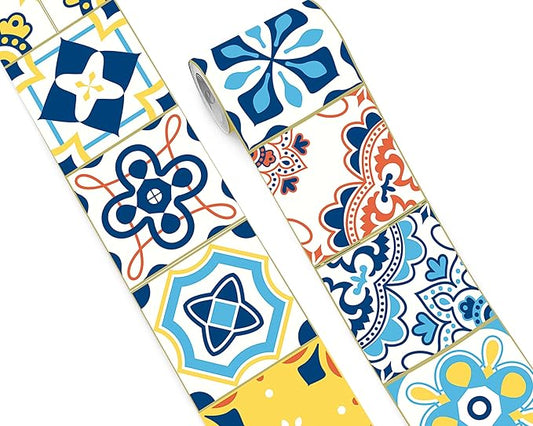 FLFK Wallpaper Border Tile Stickers Peel and Stick Wall Border