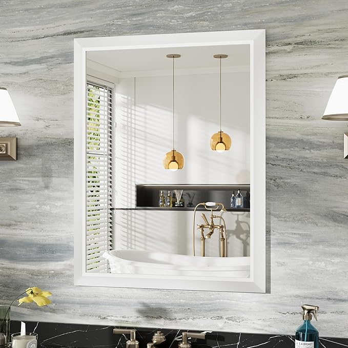 28x36 Inch White Bathroom Mirror