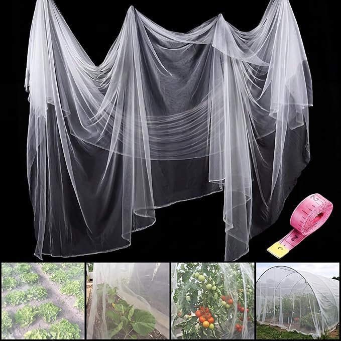 Zonon Mosquito Netting Garden Insect Mesh Netting Garden Patio Mesh Screen Net Fly Insect Bug Bird Net Barrier for Patio Balcony Porch Gazebo Vegetables Fruits Plant Protection(9.84 x 13.12 ft,White)