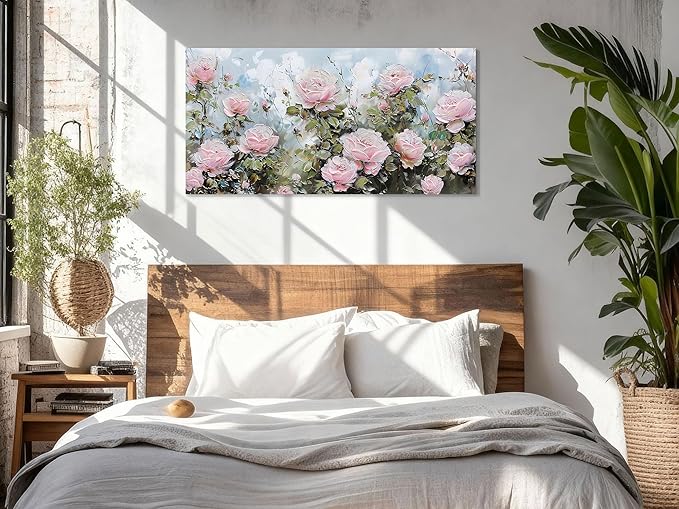 Ardemy Flower Wall Art Canvas Art Wall Decor, Floral Painting Textured Picture