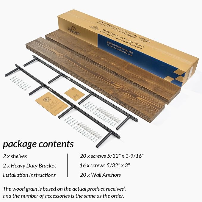 60 Inch Floating Shelves, 8-Inch Deep High-End Solid Wood Long Floating Shelves