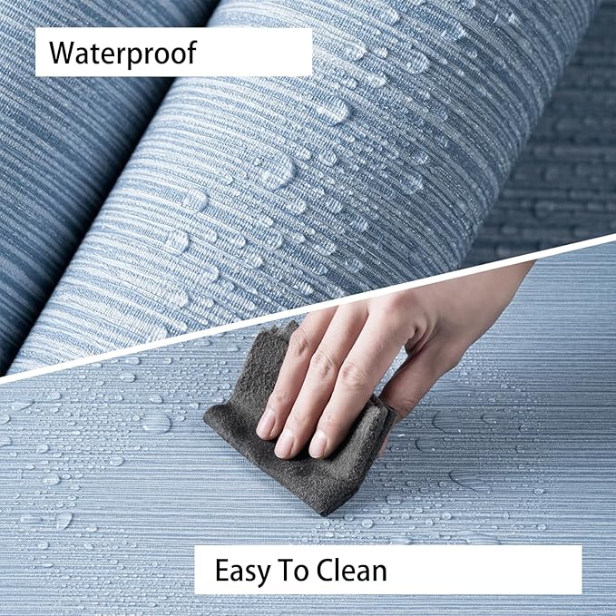 Grasscloth Textured Wallpaper Blue Peel and Stick 24inX393in Fabric Wall Paper