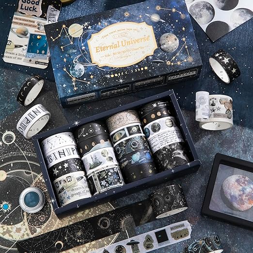 Auguro 18 Rolls Celestial Washi Tape Set Galaxy washi Tape for Crafts and Journaling DIY washi Tape for journaling Decorative Tape for Scrapbook Scrapbooking Supplies
