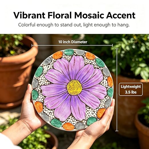 Outdoor Garden Decor Stepping Stones - Outside Garden Yard Decorative Stones Gifts for Women Garden Decor for Outside 10x10x0.75 Inch Cynkeyee