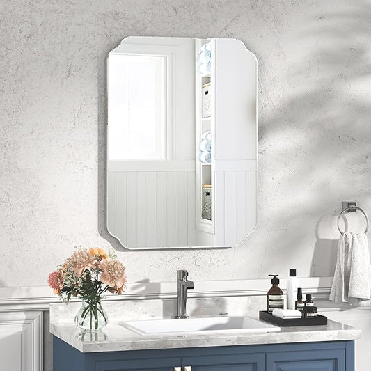 Bathroom Mirrors for Over Sink, Frameless Mirrors for Wall, 24x32 Inch Beveled