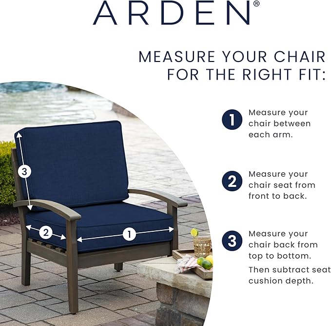 Arden 2-Pack Outdoor Patio Dining Chair Cushion, 20x44, Rain-Proof Seat Pad, Fade-Resistant Outdoor Cushion Cobalt Blue Texture