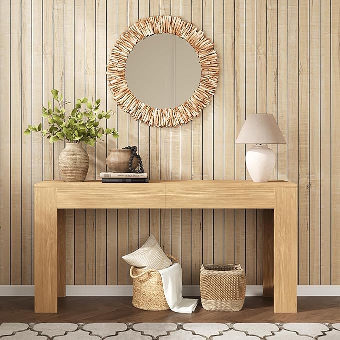 VEELIKE Sand Birch Wood Wall Panels Peel and Stick Distressed Wood Grain Slat