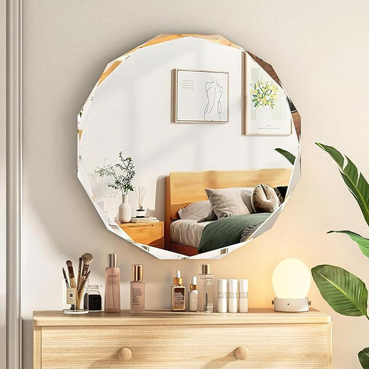 Bathroom Mirrors for Over Sink, Round Frameless Mirrors for Wall, 20x20 Inch