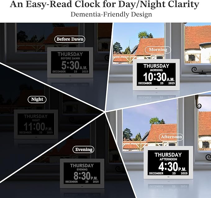 10.1'' Extra Large Digital Clock, 1280*800p HD Display, Dementia Clock