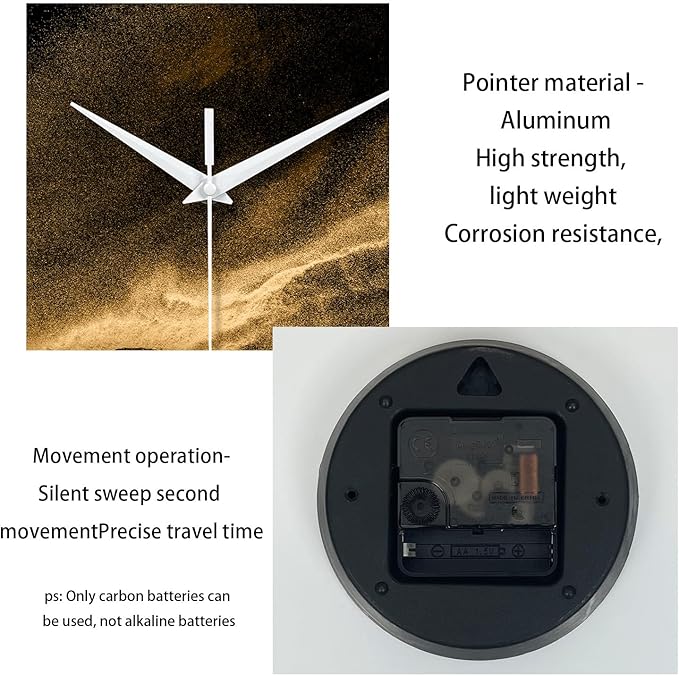 Black and Glod Wall Clocks for Living Room Decor Glass Wall Clock Battery