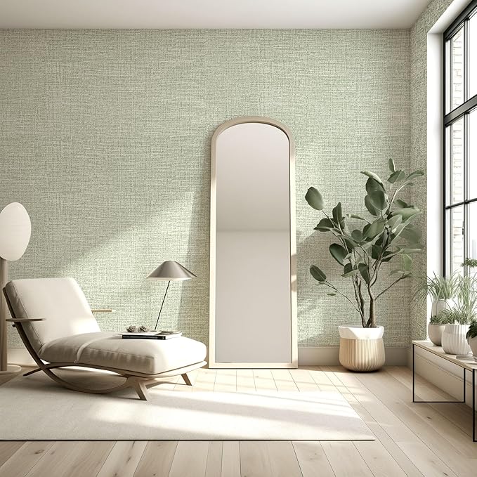 Amiya Grasscloth Wallpaper Sage Green Peel and Stick Faux Fabric Linen Contact