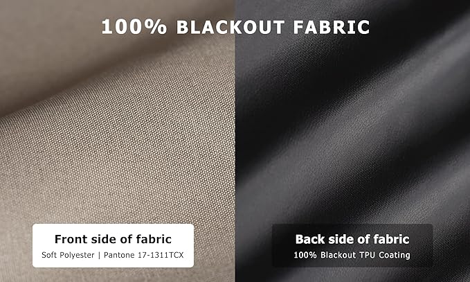 LazBlinds 100% Blackout Door Curtain, No Tools No Drill Cordless Blinds
