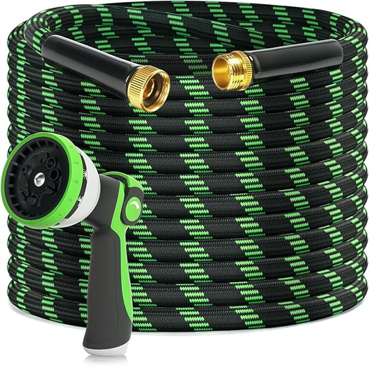 Garden Hose 25ft Flexible Non-Expandable Water Hose Ultra Lightweight Kink-Free Leak-Proof Durable & Abrasion-Resistant with 3/4" Brass Fittings for Patio Yard RV and Outdoor Use