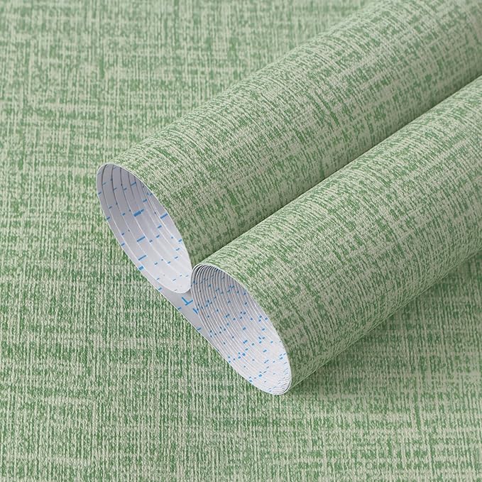 Guvana Grasscloth Peel and Stick Wallpaper Green Textured Contact Paper Modern