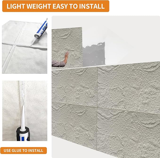 3D Faux Stone Wall Panels, Lightweight & Waterproof Accent Marble Stone Skin