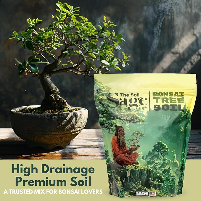 The Soil Sage 2.5qts Premium Bonsai Mix - U.S.A. Made Ready to Use - Akadama, Pumice, Lava Rock, Fine Pine Bark - Large Bag for All Bonsai Tree - High Drainage Potting, Repotting (Bonsai Soil/2.5 qt)