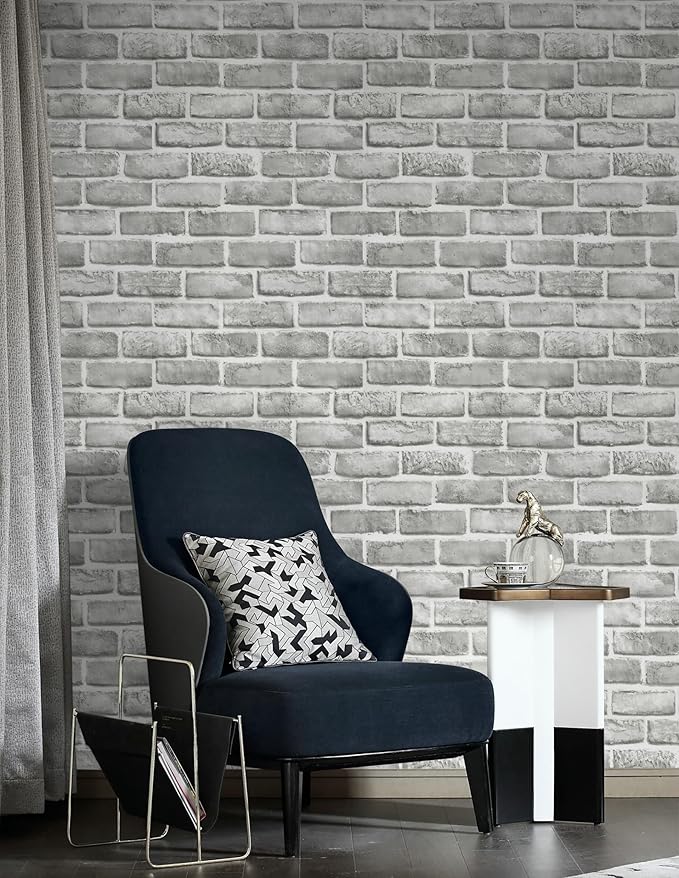 Guvana Grey Brick Wallpaper Peel and Stick Wallpaper 3D Brick Contact Paper