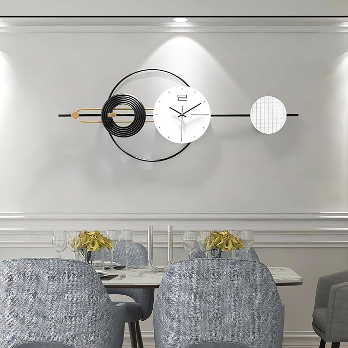 Large Wall Clock for Living Room, Modern Decorative Silent Battery Operated