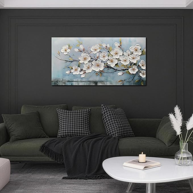 Anolyfi White Textured Flowers Wall Art