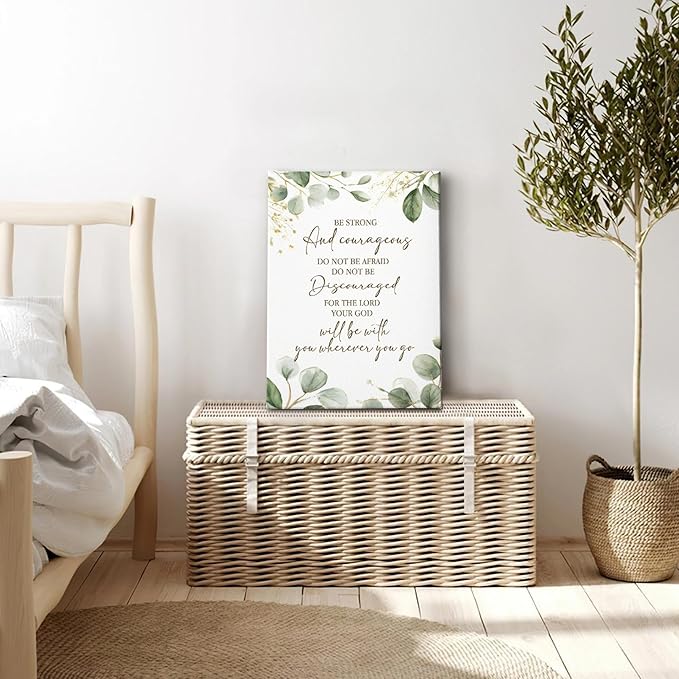 HIWX Christian Inspirational Wall Decor, Be Strong and Courageous Bible Verses