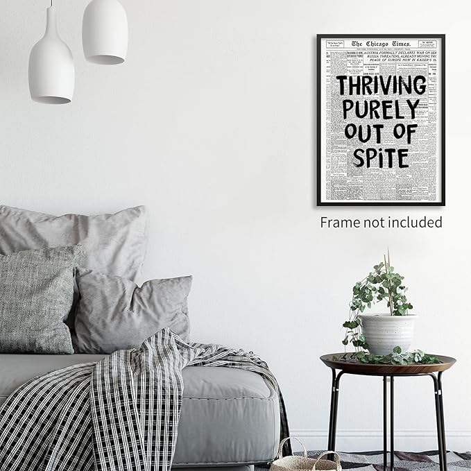 noxozoqm Black And White Newspaper Poster Fashion Fun Motivational Quote Wall