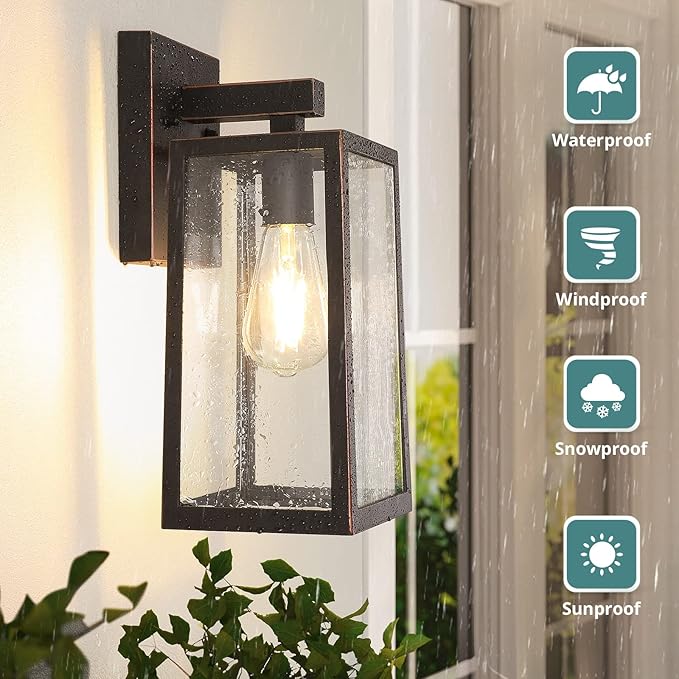 MAXvolador Outdoor Wall Sconce, Large Exterior Waterproof Wall Lantern Light