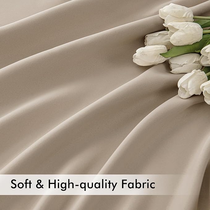 MIULEE Taupe Back Tab Blackout Curtains 108 Inch Long 2 Panels Set