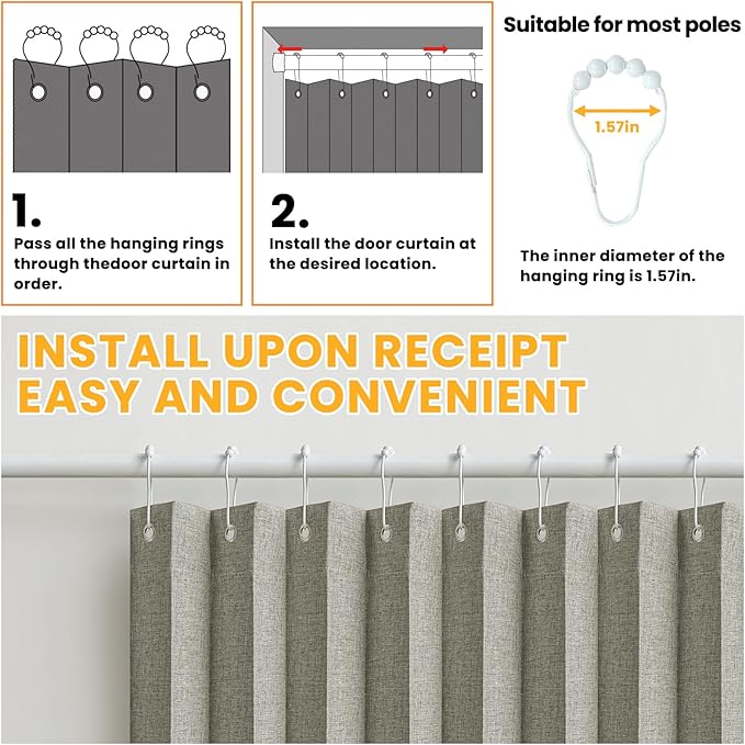 AJAZZ 100% Blackout Accordion Doors Interior Closet Curtain Doorway Curtains