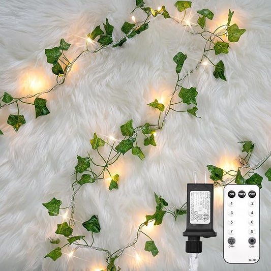 suddus Vine with Fairy Lights Plug in, 33ft 100 LED Ivy String Lights