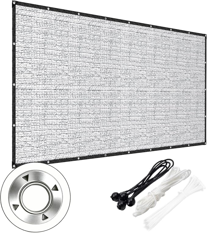 Aluminet Shade Cloth, 10x10FT 99% Heat Reflective Tarp for Blocking Sun with Reinforced Stainless Steel Grommets for Pergola Shade Cover, Garden, Cars, Dogs, Greenhouse