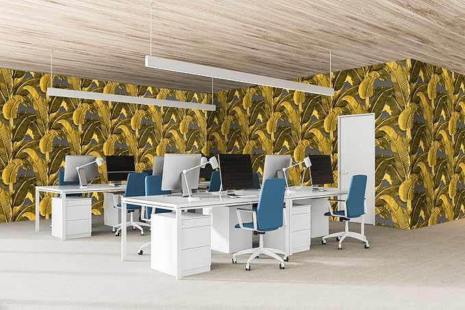 Vintage Gold Banana Leaf Bathroom wallpeper Living Room Bedroom Tropical Plant