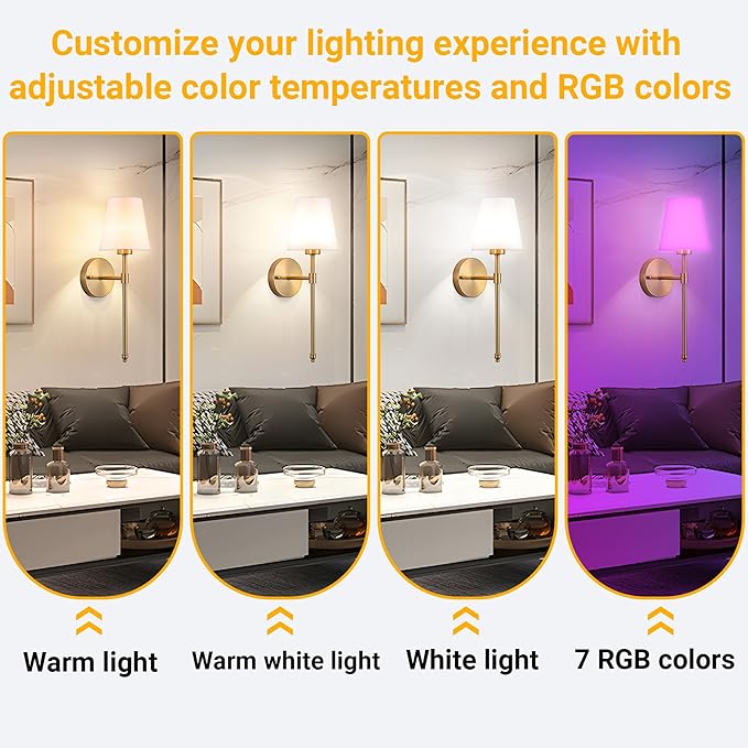 Vimhou Peel and Stick Wall Sconces, Stick On Wall Sconce Set of 2, Battery