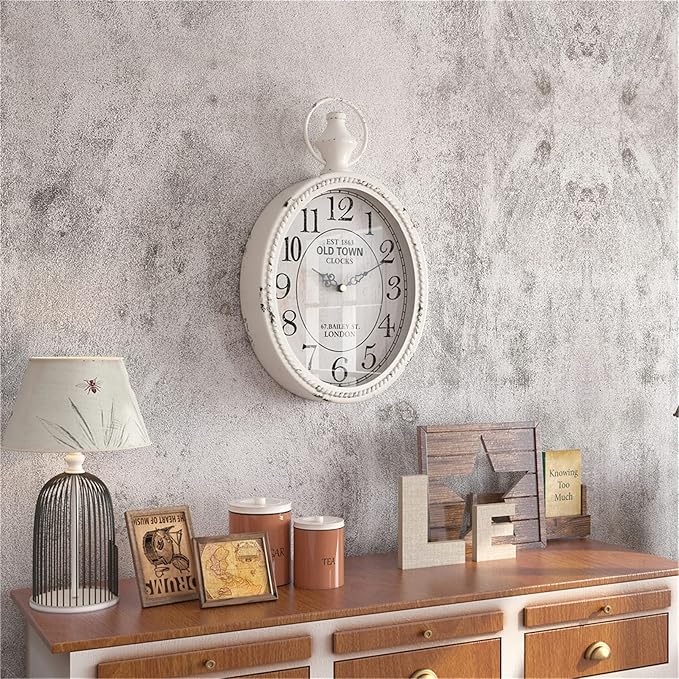 Menterry Small Retro Oval Wall Clock, Antique Old Design, Battery Operated