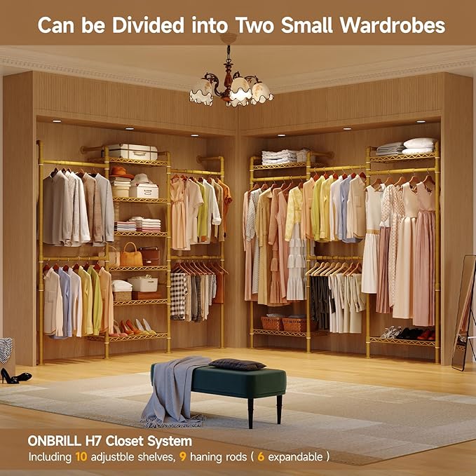 ONBRILL L7 Wall Mounted Industrial Pipe Clothing Rack – Heavy Duty Modular