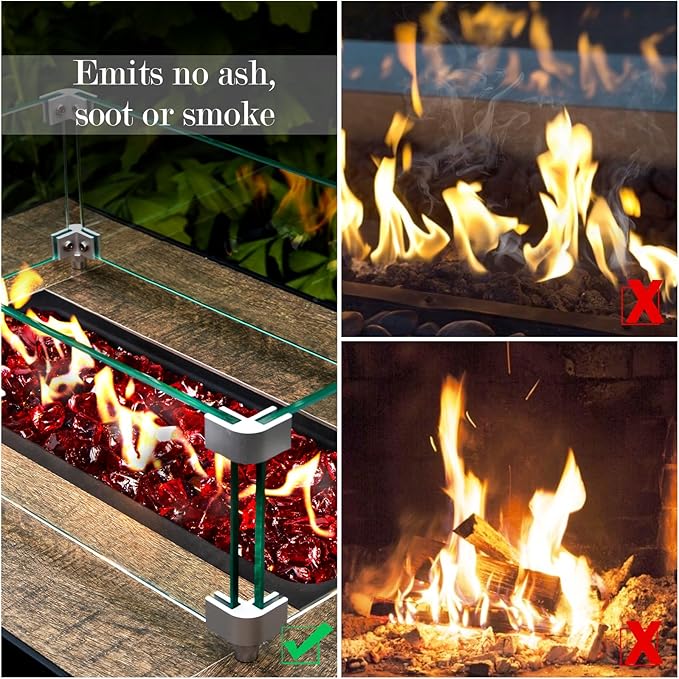 GASPRO 10 lbs Fire Glass for Propane Fire Pit, 1/2-Inch Glass Rocks for Fire Pit Table Fireplace, Red
