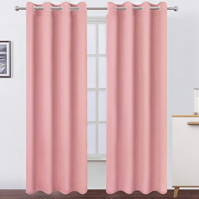LEMOMO Pink Thermal Blackout Curtains/52 x 95 Inch/Set of 2 Panels Room