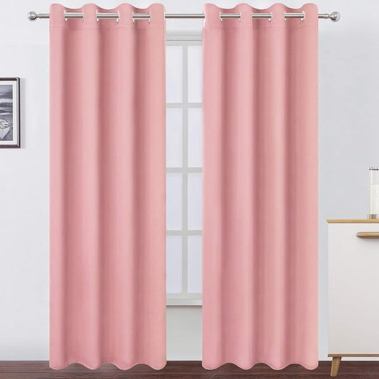 LEMOMO Pink Thermal Blackout Curtains/52 x 95 Inch/Set of 2 Panels Room