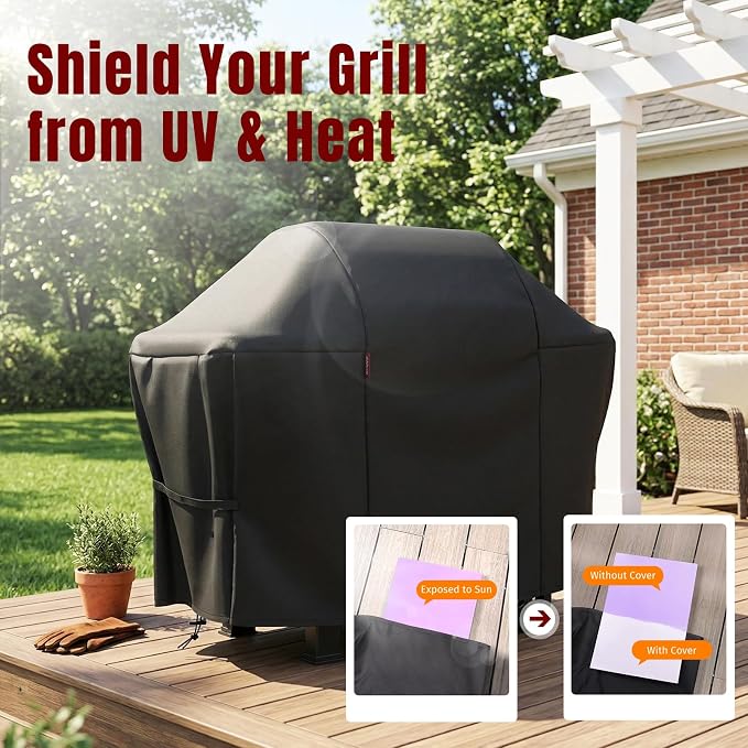 SHINESTAR 58 Inch Grill Cover for Weber Genesis II 300 Series & Genesis 300 Series, Heavy Duty Oxford Fabric BBQ Cover Waterproof UV Protection, Windproof with Magic Tape & Drawstring Bottom