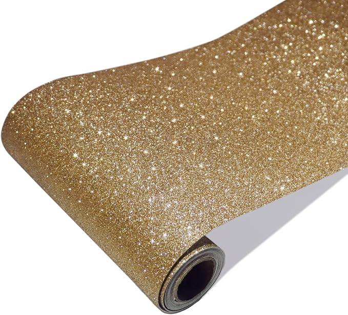 CRE8TIVE Champagne Gold Glitter Wallpaper Border Peel and Stick Wall Border